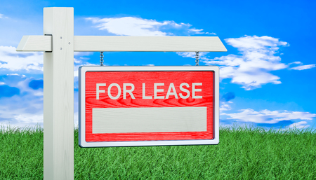 For Lease sign in green grass, 3d renderingの写真素材