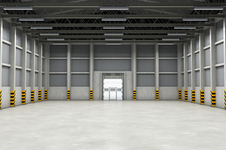 Empty warehouse interior or industrial building. 3D renderingの写真素材