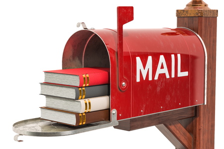 Mailbox with Books. 3D rendering isolated on white backgroundの写真素材