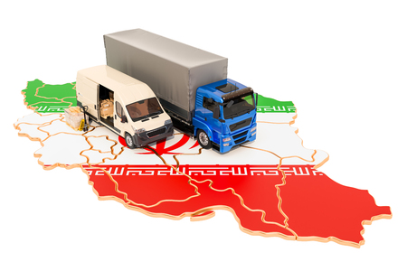 Shipping and Delivery in Iran, 3D rendering isolated on white backgroundの写真素材