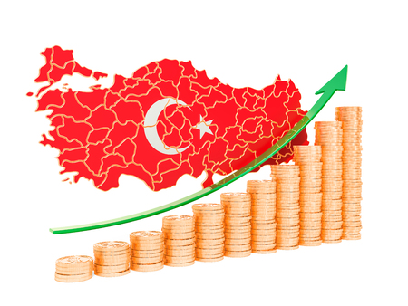 Economic growth in Turkey concept, 3D rendering isolated on white backgroundの写真素材