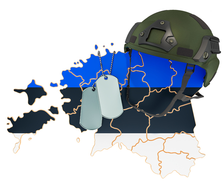 Estonian military force, army or war concept. 3D rendering isolated on white backgroundの写真素材