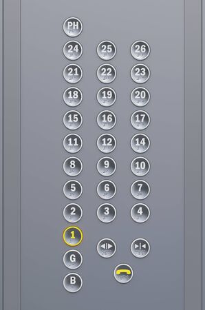 Elevator buttons, 3D rendering