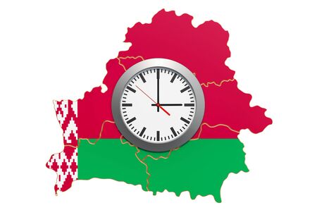 Time Zones in Belarus concept. 3D rendering isolated on white backgroundの写真素材