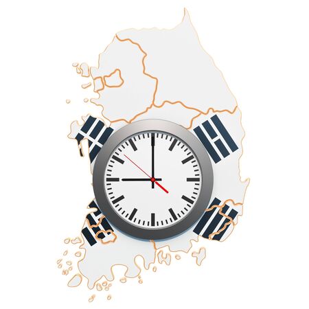 Time Zones in South Korea concept. 3D rendering isolated on white backgroundの写真素材