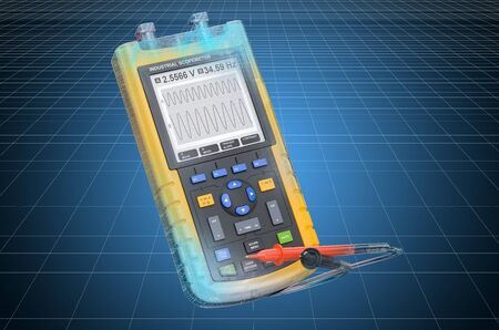 Visualization 3d cad model of digital oscilloscope, industrial scopometer. 3D renderingの写真素材