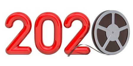 2020 cinema concept, 3D rendering isolated on white background