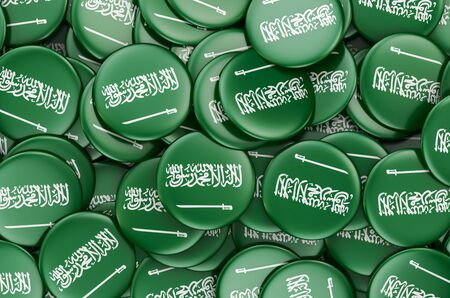 Badges with flag of Saudi Arabia, 3D rendering