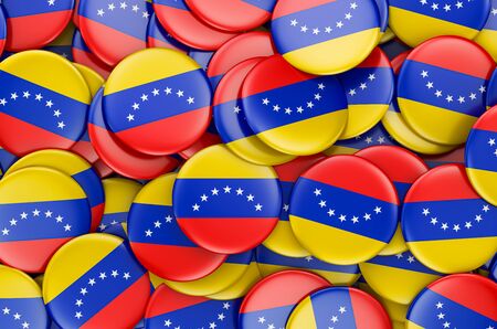 Badges with flag of Venezuela, 3D renderingの写真素材