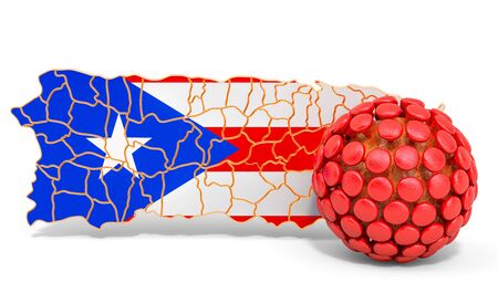 Virus in Puerto Rico concept, 3D rendering isolated on white backgroundの写真素材