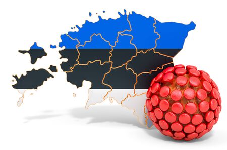 Virus in Estonia concept, 3D rendering isolated on white backgroundの写真素材