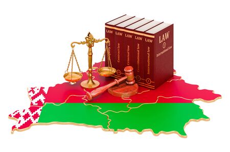 Law and justice in Belarus concept, 3D rendering isolated on white backgroundの写真素材