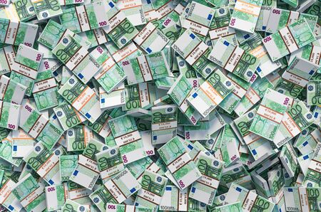 Background from pile of euro packs, 3D renderingの写真素材