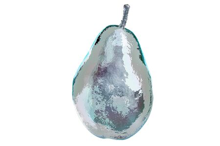 Pear from glass or ice, 3D rendering isolated on white backgroundの写真素材
