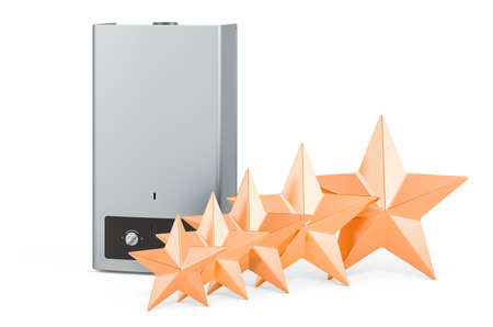Customer rating of home gas boiler, water heater. 3D rendering isolated on white background