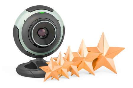 Customer rating of webcam concept. 3D rendering isolated on white background