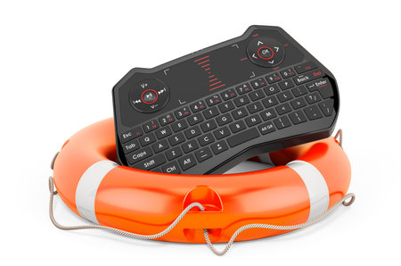 Repair and service of mini computer keyboard, 3D rendering isolated on white background