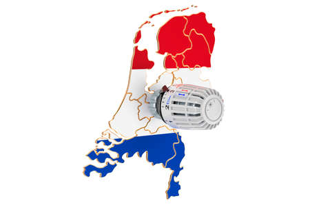 Saving heating consumption in the Netherlands, 3D rendering isolated on white backgroundの写真素材