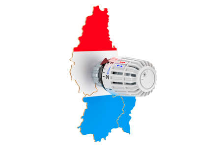 Saving heating consumption in Luxembourgish, 3D rendering isolated on white backgroundの写真素材