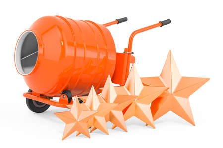 Customer rating of cement mixer. 3D rendering isolated on white background