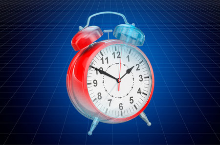 Visualization 3d cad model of alarm clock, blueprint. 3D rendering
