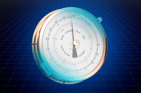 Visualization 3d cad model of mechanical barometer, blueprint. 3D renderingの写真素材