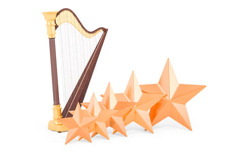 Customer rating of harp, lyre. 3D rendering isolated on white background