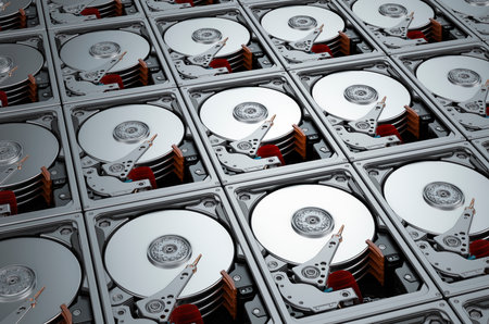 Background from Hard Disk Drives HDD, 3D rendering