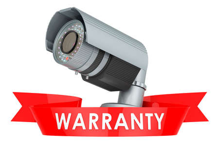 Security camera warranty, service concept. 3D rendering isolated on white background
