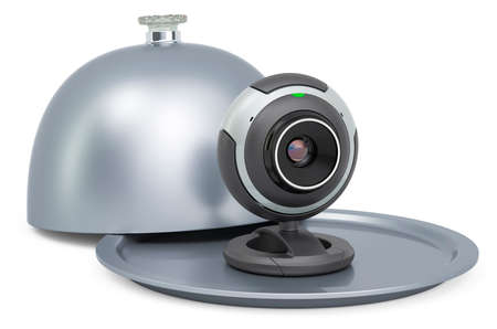 Restaurant cloche with webcam, 3D rendering isolated on white background