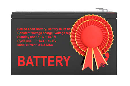 Sealed UPS battery with best choice badge, 3D rendering