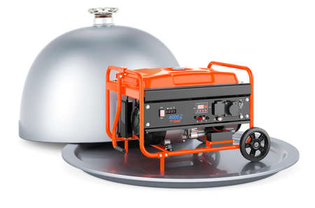 Restaurant cloche with gasoline generator, 3D rendering isolated on white background