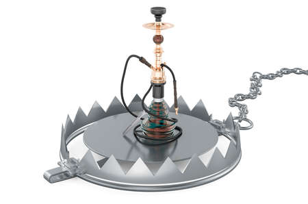 Bear Trap with hookah, 3D rendering isolated on white background