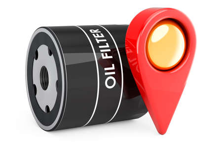 Car filter with map pointer. 3D rendering isolated on white backgroundの写真素材