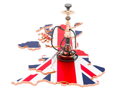 Hookan on British map, 3D rendering isolated on white background