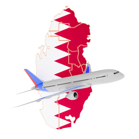 Flights to Qatar, travel concept. 3D rendering isolated on white backgroundの写真素材