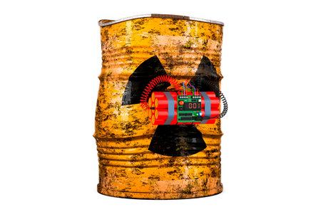 Dirty bomb concept. 3D rendering isolated on white backgroundの写真素材