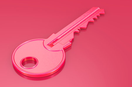 Key in trending viva magenta colors, 3D renderingの写真素材
