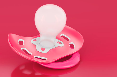 Pacifier in trending viva magenta colors, 3D rendering
