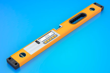 Digital Spirit Level, 3D rendering isolated on blue background