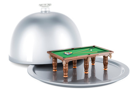 Restaurant cloche with billiard table, 3D rendering isolated on white backgroundの写真素材