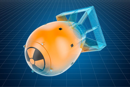 Visualization 3d cad model of nuclear bomb, 3D renderingの写真素材