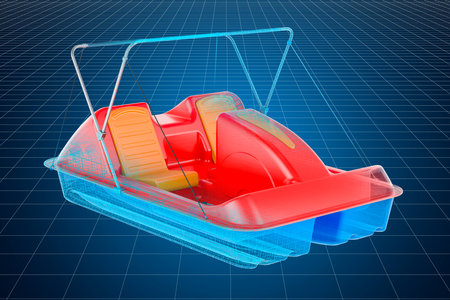 Visualization 3d cad model of paddle boat, 3D renderingの写真素材