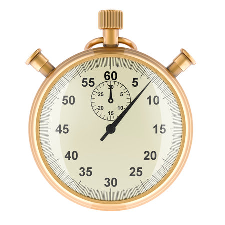 Golden Stopwatch, 3D rendering isolated on white background