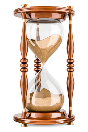 Hourglass, sandglass. 3D rendering isolated on white background