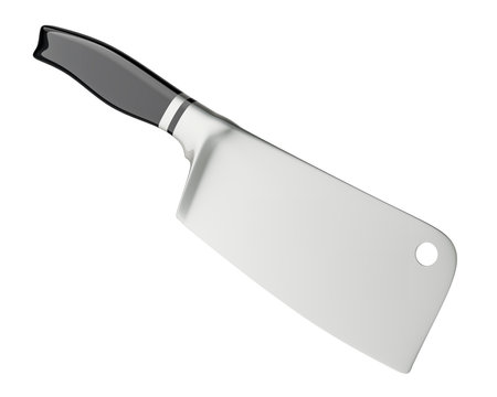 Chopping Cleaver Knife, 3D rendering isolated on white backgroundの写真素材