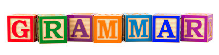Grammar instruction from wooden blocks. 3D rendering isolated on white background
