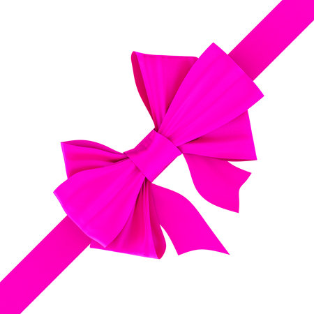 Pink Gift Bow with Ribbon, 3D rendering isolated on white background
