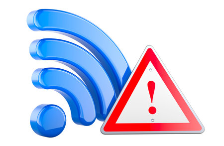 Lost connection of Wi-Fi, concept. 3D rendering isolated on white backgroundの写真素材