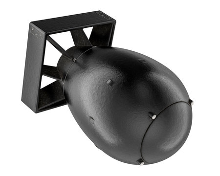 Black atomic bomb, 3D rendering isolated on white backgroundの写真素材